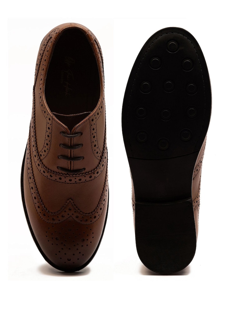 Braun - Off The Hook Waldew Leather Lace-Up Formal Brogue Shoes - Bild 6 von 6