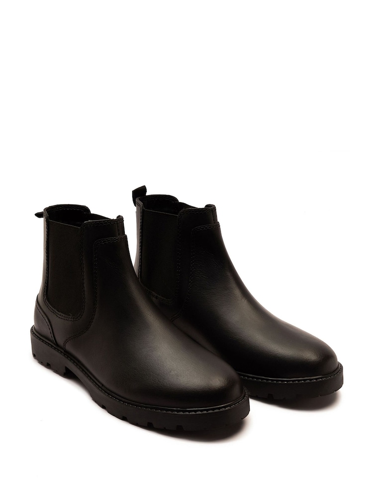 Off The Hook Black Vader Leather Formal Chelsea Boots - Image 2 of 6