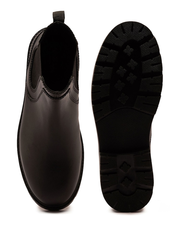 Off The Hook Black Vader Leather Formal Chelsea Boots - Image 6 of 6