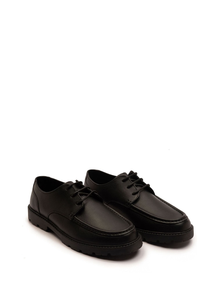 Off The Hook Black Rocky Leather Lace-Up Casual Boat Shoes - Image 1 of 6