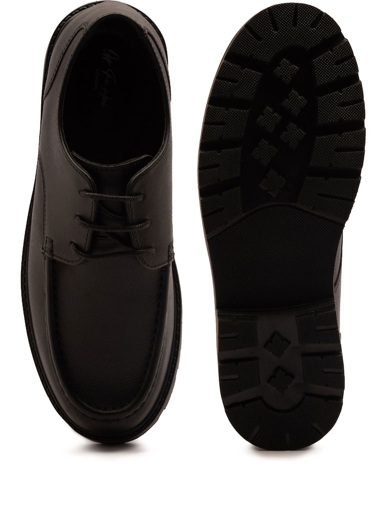 Off The Hook Black Rocky Leather Lace-Up Casual Boat Shoes - Image 6 of 6