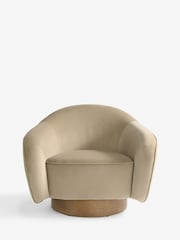 Soft Velvet Camel Natural N.Premium Varenna Swivel Accent Chair - Image 7 of 10