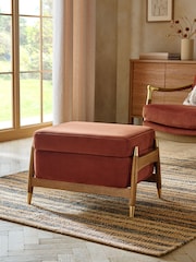 Soft Velvet Rust Brown Flinton Small Wooden Storage Footstool - Image 1 of 7
