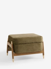 Plush Chenille Moss Green Flinton Small Wooden Storage Footstool - Image 7 of 8