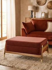 Soft Velvet Rust Brown Flinton Large Wooden Storage Footstool - Image 1 of 8