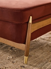 Soft Velvet Rust Brown Flinton Large Wooden Storage Footstool - Image 3 of 8