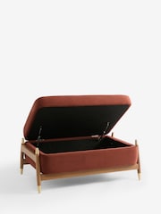 Soft Velvet Rust Brown Flinton Large Wooden Storage Footstool - Image 7 of 8