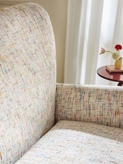 Multi Coloured Chenille Natural Wilson Highback Snuggle Seat Armchair - Image 2 of 11