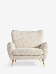 Multi Coloured Chenille Natural Wilson Highback Snuggle Seat Armchair - Image 7 of 11