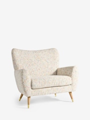 Multi Coloured Chenille Natural Wilson Highback Snuggle Seat Armchair - Image 8 of 11