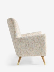 Multi Coloured Chenille Natural Wilson Highback Snuggle Seat Armchair - Image 9 of 11