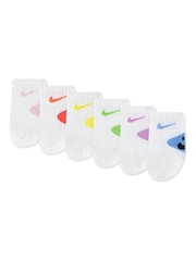 Nike Pink Infant Smiley Heel Ankle Socks 6 pack - Image 1 of 3