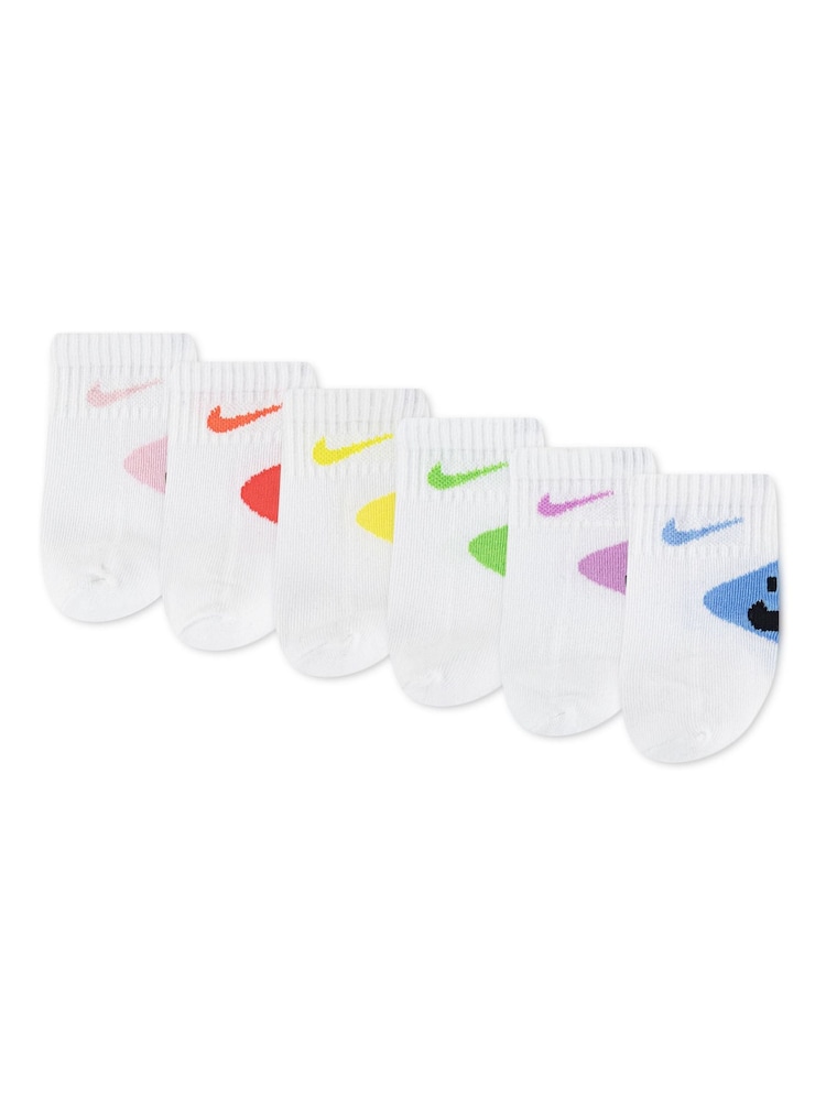 Nike Pink Infant Smiley Heel Ankle Socks 6 pack - Image 1 of 3