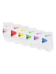 Nike Pink Infant Smiley Heel Ankle Socks 6 pack - Image 2 of 3