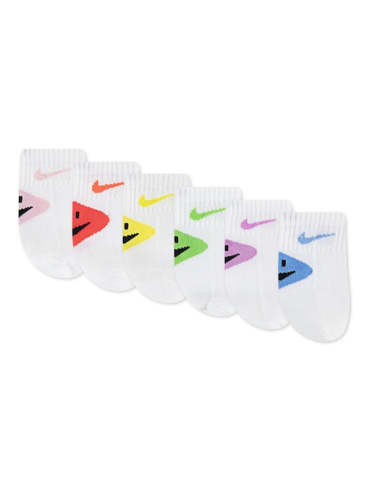 Nike Pink Infant Smiley Heel Ankle Socks 6 pack - Image 2 of 3