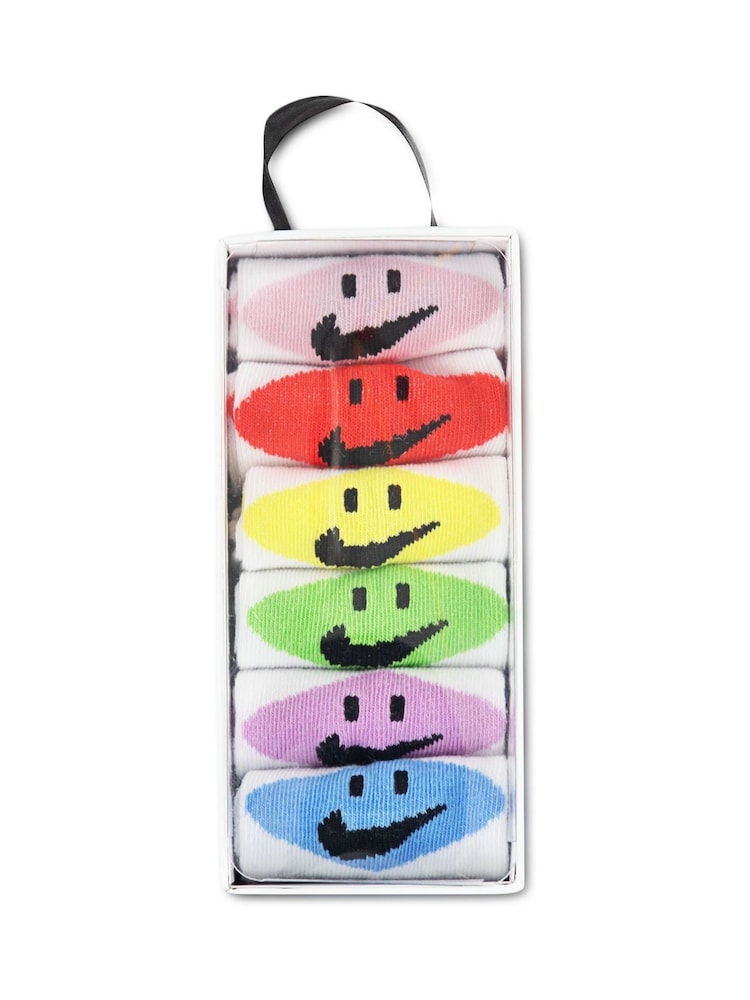 Nike Pink Infant Smiley Heel Ankle Socks 6 pack - Image 3 of 3