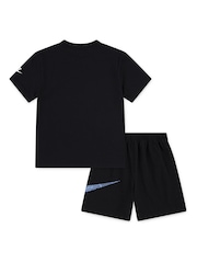 Nike Black Little Kids ITZ Relaxd Jersey Printed Tshirt and Shorts Set - Image 2 of 4