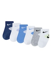 Nike Blue Infant Smiley Heel Ankle Socks 6 pack - Image 1 of 4