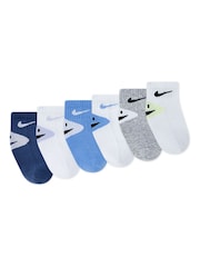 Nike Blue Infant Smiley Heel Ankle Socks 6 pack - Image 2 of 4