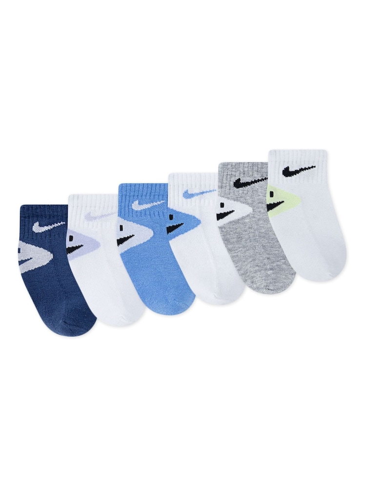 Nike Blue Infant Smiley Heel Ankle Socks 6 pack - Image 2 of 4
