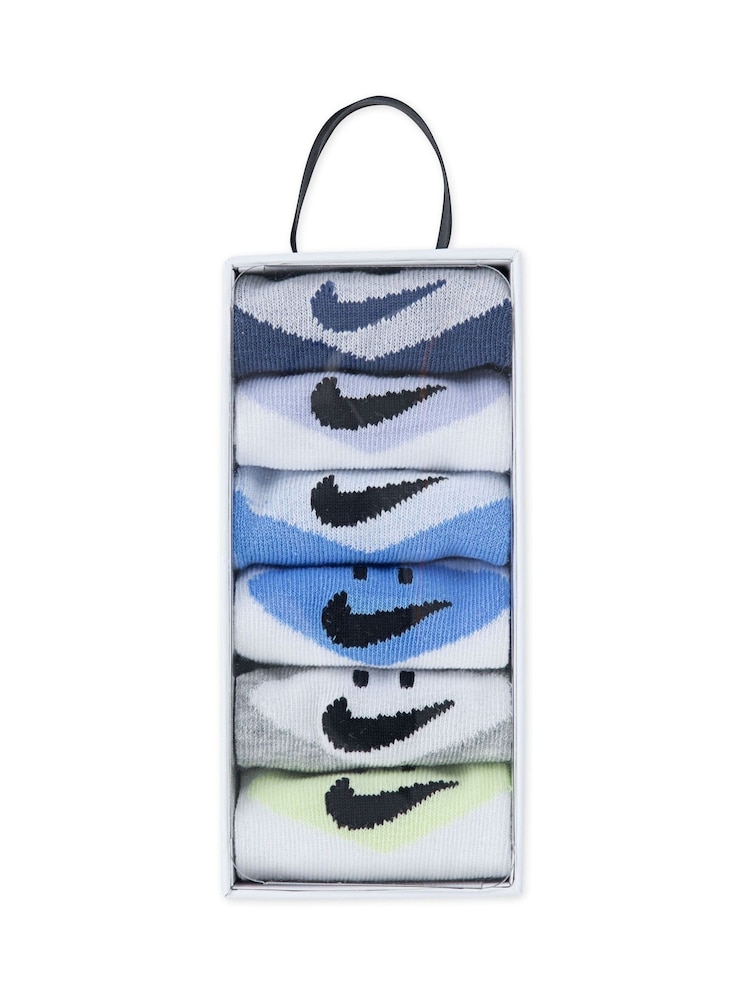 Nike Blue Infant Smiley Heel Ankle Socks 6 pack - Image 4 of 4