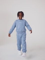Nike Blue Little Kids Essential Marl Crew Tracksuit Set - Image 1 of 4