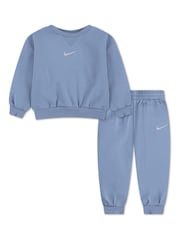 Nike Blue Little Kids Essential Marl Crew Tracksuit Set - Image 2 of 4