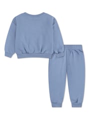 Nike Blue Little Kids Essential Marl Crew Tracksuit Set - Image 3 of 4