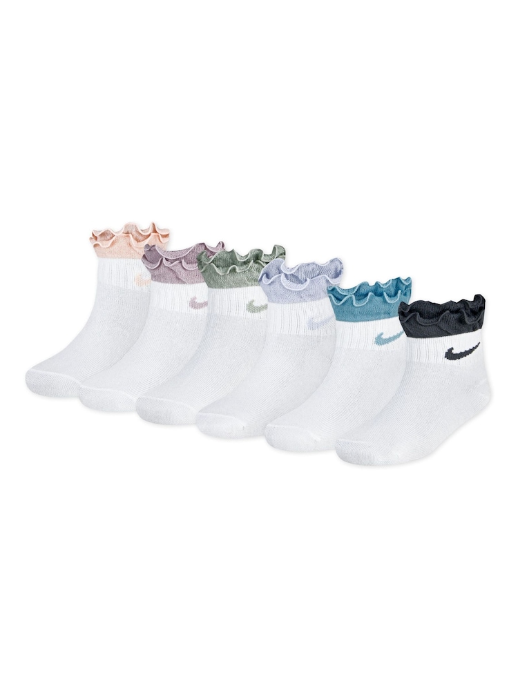 Nike Pink NHG Girls Ruffle Ankle Socks 6 Pack - Image 1 of 3
