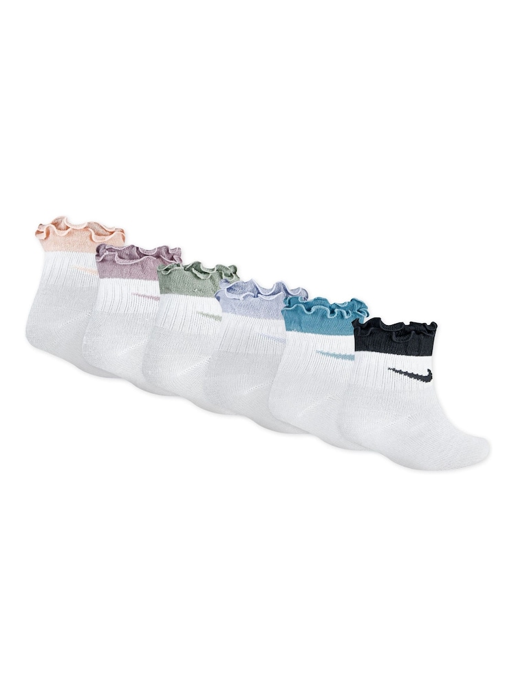 Nike Pink NHG Girls Ruffle Ankle Socks 6 Pack - Image 2 of 3