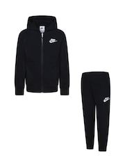 Nike Black Little Kids LBR Zip Through Tracksuit Set - Image 7 of 11