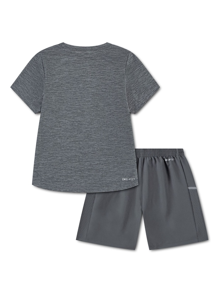 Nike Grey Little Kids DriFIT T-Shirt and Shorts Set - Image 2 of 3