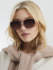 River Island Round Gold Trim Sunglasses - Imagen 4 de 4