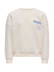 ONLY KIDS Fruit Back Print White Sweatshirt - Image 2 of 4