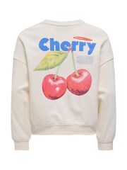 ONLY KIDS Fruit Back Print White Sweatshirt - Image 3 of 4