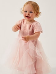 Monsoon Pink Baby Arabella Flower Ruffle Dress - Image 1 of 4