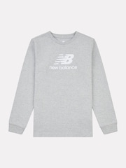 New Balance Grey New Balance Kids Jersey Stacked Logo Long Sleeve T-Shirt - Image 1 of 3