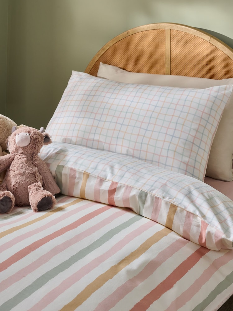 Neutral Scandi Grid Duvet Cover and Pillowcase Set - Image 5 of 5