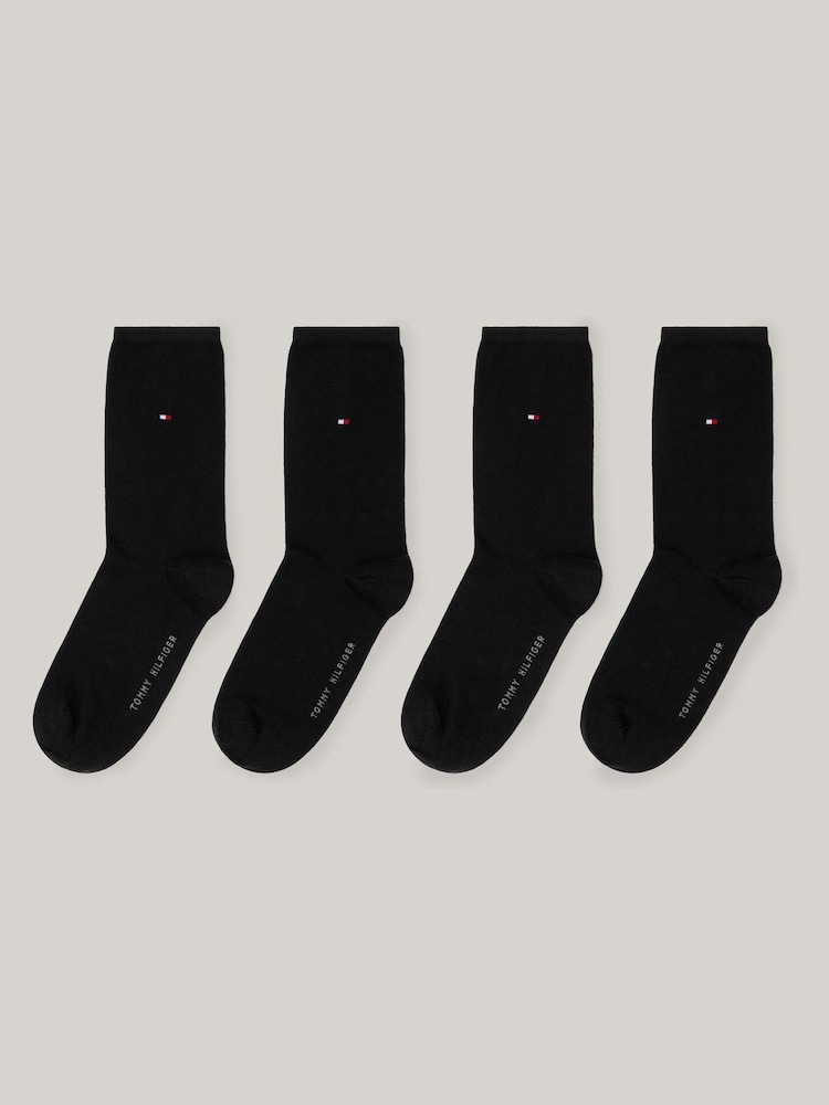 Tommy Hilfiger Black Stretch Cotton Socks 4 Pack - Image 2 of 3