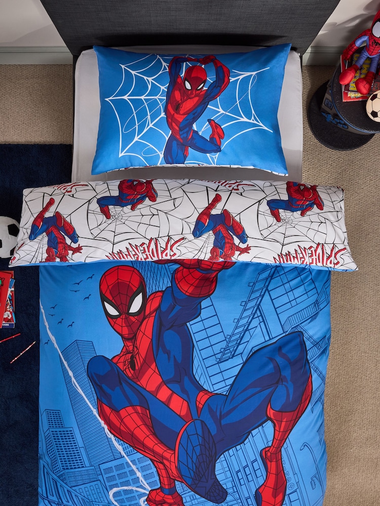 Blue Spiderman Cotton Duvet Cover and Pillowcase - Image 2 of 4