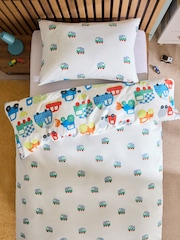 Neutral Transports Cotton Printed Bedding Duvet Cover and Pillowcase Set - Image 3 of 6