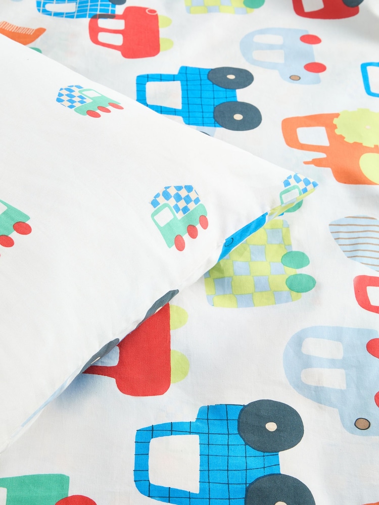 Neutral Transports Cotton Printed Bedding Duvet Cover and Pillowcase Set - Image 6 of 6 Neutral Transports Cotton Printed Bedding Duvet Cover and Pillowcase Set - Image 6 of 6