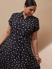 Live Unlimited Black Polka Dot Maxi Shirt Dress - Image 2 of 4