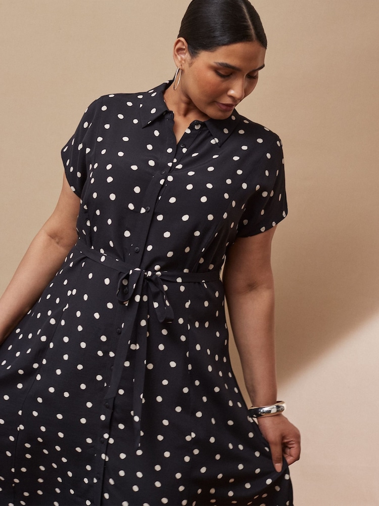 Live Unlimited Black Polka Dot Maxi Shirt Dress - Image 2 of 4