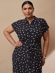 Live Unlimited Black Polka Dot Maxi Shirt Dress - Image 3 of 4