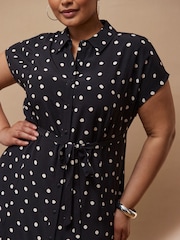 Live Unlimited Black Polka Dot Maxi Shirt Dress - Image 4 of 4