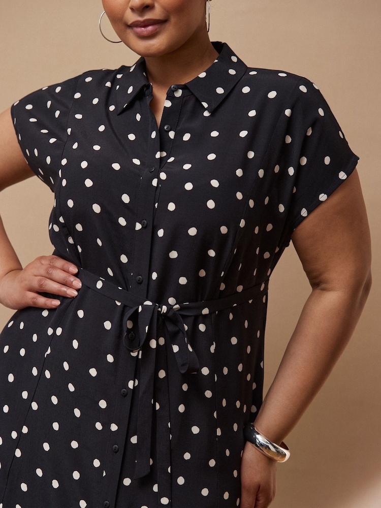 Live Unlimited Black Polka Dot Maxi Shirt Dress - Image 4 of 4