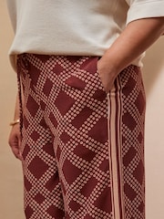 Live Unlimited Brown Geo Print Wide Leg Trousers - Image 5 of 5