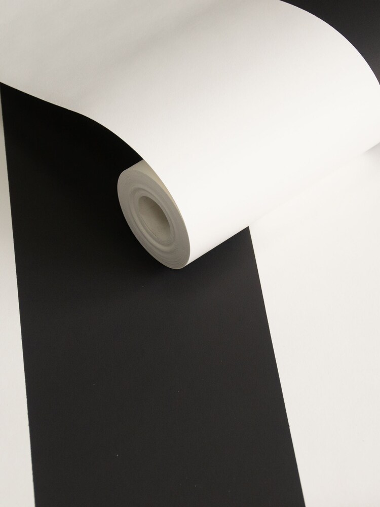 Style Sisters Black Wide Stripe A4 Wallpaper Sample - Image 2 of 3 Style Sisters Black Wide Stripe A4 Wallpaper Sample - Image 2 of 3