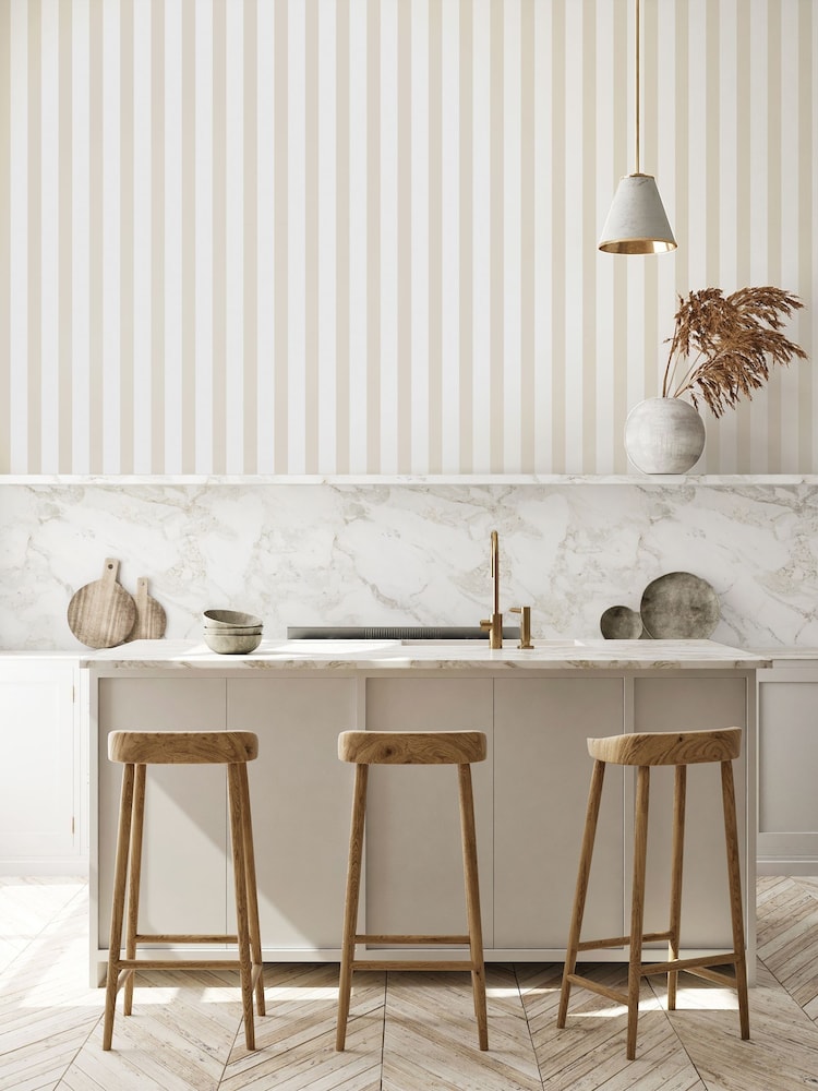 Style Sisters Beige Thin Stripe A4 Wallpaper Sample - Image 1 of 3 Style Sisters Beige Thin Stripe A4 Wallpaper Sample - Image 1 of 3